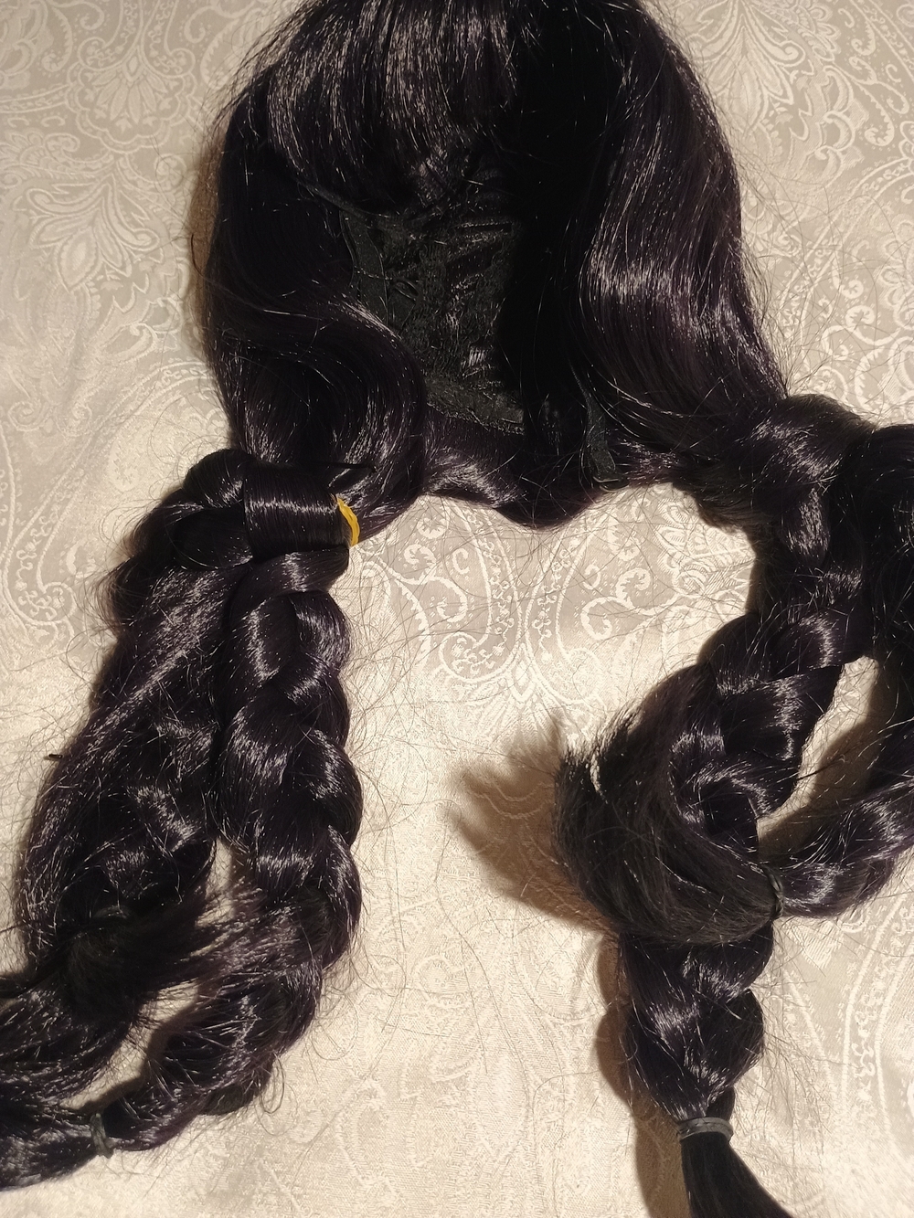Black Braided Hairpiece with Double Pigtails